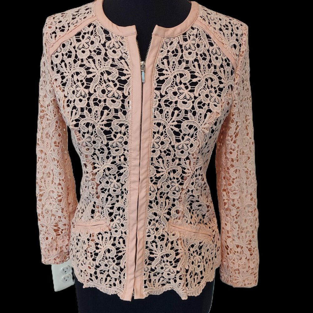 INC International Concepts Lace Zip-Up Jacket SZ M